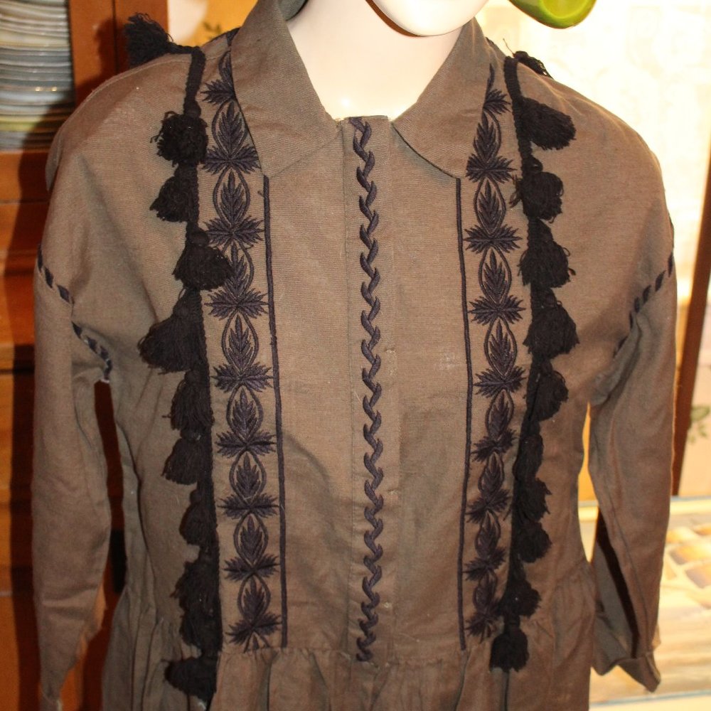 NWOT Blouse with Embroidery & Tassels Pretty TRF Size S